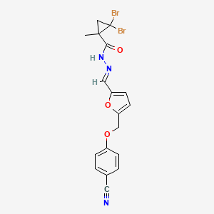 2,2-dibromo-N'-({5-[(4-cyanophenoxy)methyl]-2-furyl}methylene)-1-methylcyclopropanecarbohydrazide