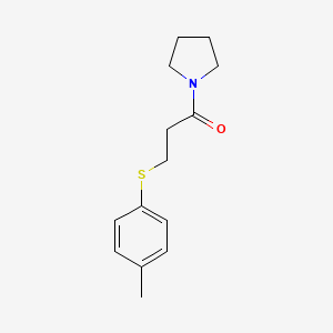 molecular formula C14H19NOS B5711099 1-{3-[(4-methylphenyl)thio]propanoyl}pyrrolidine 