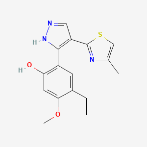 4-ethyl-5-methoxy-2-[4-(4-methyl-1,3-thiazol-2-yl)-1H-pyrazol-3-yl]phenol