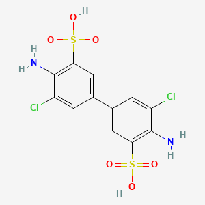 molecular formula C12H10Cl2N2O6S2 B571159 4,4'-Diamino-3,3'-dichlorobiphenyl-5,5'-disulfonic acid CAS No. 123251-96-7