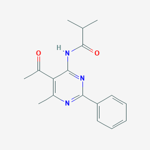 N-(5-acetyl-6-methyl-2-phenyl-4-pyrimidinyl)-2-methylpropanamide