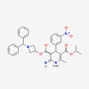 (1-Benzhydrylazetidin-3-yl)oxy-[2-imino-6-methyl-4-(3-nitrophenyl)-5-propan-2-yloxycarbonyl-1,4-dihydropyridin-1-ium-3-ylidene]methanolate