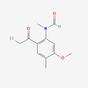 molecular formula C12H14ClNO3 B571170 N-[2-(Chloroacetyl)-5-methoxy-4-methylphenyl]-N-methylformamide CAS No. 124959-22-4