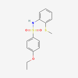 molecular formula C15H17NO3S2 B5711791 4-ethoxy-N-[2-(methylthio)phenyl]benzenesulfonamide 