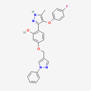 2-[4-(4-fluorophenoxy)-5-methyl-1H-pyrazol-3-yl]-5-[(1-phenyl-1H-pyrazol-4-yl)methoxy]phenol