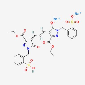 molecular formula C29H26N4Na2O12S2 B571192 2-[3-Ethoxycarbonyl-4-[3-[3-ethoxycarbonyl-5-oxo-1-(2-sodiosulfobenzyl)-2-pyrazolin-4-ylidene]-1-propenyl]-5-hydroxy-1H-pyrazol-1-ylmethyl]benzenesulfonic acid sodium salt CAS No. 118155-99-0