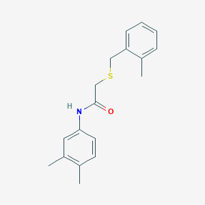 molecular formula C18H21NOS B5711989 N-(3,4-dimethylphenyl)-2-[(2-methylbenzyl)thio]acetamide 