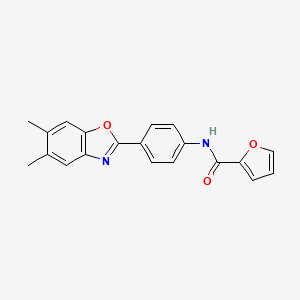 molecular formula C20H16N2O3 B5712089 N-[4-(5,6-dimethyl-1,3-benzoxazol-2-yl)phenyl]-2-furamide 