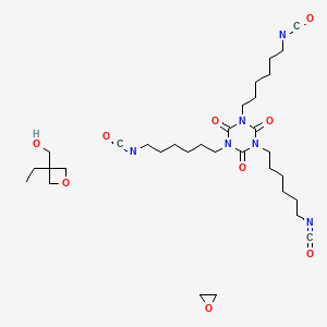molecular formula C32H52N6O9 B571212 1,3,5-Triazine-2,4,6(1H,3H,5H)-trione, 1,3,5-tris(6-isocyanatohexyl)-, polymer with 3-ethyl-3-oxetanemethanol and oxirane CAS No. 113184-19-3