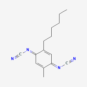 molecular formula C15H18N4 B571224 (2-Hexyl-5-methylcyclohexa-2,5-diene-1,4-diylidene)dicyanamide CAS No. 121720-51-2