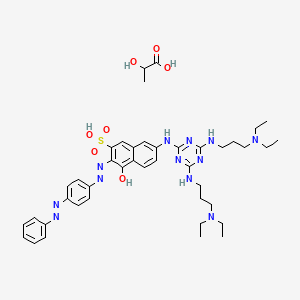 molecular formula C42H56N12O7S B571237 Propanoic acid, 2-hydroxy-, compd. with 7-((4,6-bis((3-(diethylamino)propyl)amino)-1,3,5-triazin-2-yl)amino)-4-hydroxy-3-((4-(phenylazo)phenyl)azo)-2-naphthalenesulfonic acid (1:1) CAS No. 125329-01-3