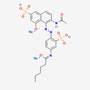 disodium;N-[4-[(2-acetamido-8-oxido-6-sulfonaphthalen-1-yl)diazenyl]-3-sulfophenyl]hexanimidate