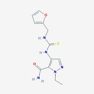 molecular formula C12H15N5O2S B5712417 1-ethyl-4-({[(2-furylmethyl)amino]carbonothioyl}amino)-1H-pyrazole-5-carboxamide 