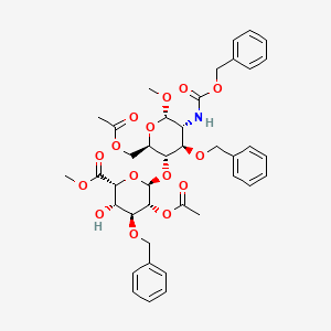 molecular formula C38H45NO13 B571245 a-D-Glucopyranoside,methyl  4-O-[2-O-acetyl-6-methyl-3-O-(phenylmethyl)-a-L-idopyranuronosyl]-2-deox CAS No. 114869-97-5