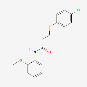 molecular formula C16H16ClNO2S B5712495 3-[(4-chlorophenyl)thio]-N-(2-methoxyphenyl)propanamide 