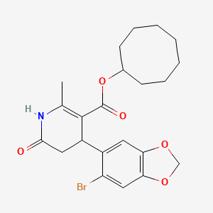 molecular formula C22H26BrNO5 B5712575 cyclooctyl 4-(6-bromo-1,3-benzodioxol-5-yl)-2-methyl-6-oxo-1,4,5,6-tetrahydro-3-pyridinecarboxylate 
