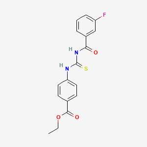 molecular formula C17H15FN2O3S B5712633 ethyl 4-({[(3-fluorobenzoyl)amino]carbonothioyl}amino)benzoate 