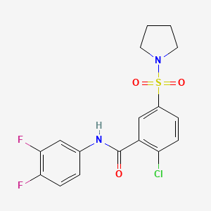 2-chloro-N-(3,4-difluorophenyl)-5-(1-pyrrolidinylsulfonyl)benzamide