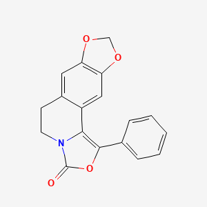 molecular formula C18H13NO4 B571280 3h-[1,3]Dioxolo[4,5-g]oxazolo[4,3-a]isoquinolin-3-one,5,6-dihydro-1-phenyl- CAS No. 112970-31-7