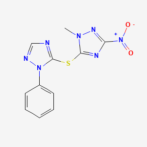 molecular formula C11H9N7O2S B5712890 1-methyl-3-nitro-5-[(1-phenyl-1H-1,2,4-triazol-5-yl)thio]-1H-1,2,4-triazole 