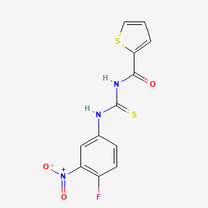 molecular formula C12H8FN3O3S2 B5713249 N-{[(4-fluoro-3-nitrophenyl)amino]carbonothioyl}-2-thiophenecarboxamide 
