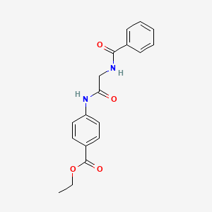 molecular formula C18H18N2O4 B5713283 ethyl 4-[(N-benzoylglycyl)amino]benzoate 