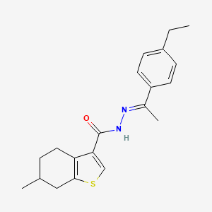 molecular formula C20H24N2OS B5713355 N'-[1-(4-ethylphenyl)ethylidene]-6-methyl-4,5,6,7-tetrahydro-1-benzothiophene-3-carbohydrazide 