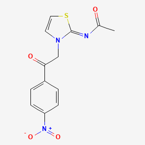 molecular formula C13H11N3O4S B5713362 N-[3-[2-(4-nitrophenyl)-2-oxoethyl]-1,3-thiazol-2(3H)-ylidene]acetamide CAS No. 62284-56-4