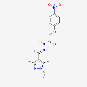 molecular formula C16H19N5O4 B5713884 N'-[(1-ethyl-3,5-dimethyl-1H-pyrazol-4-yl)methylene]-2-(4-nitrophenoxy)acetohydrazide 
