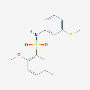 molecular formula C15H17NO3S2 B5713902 2-methoxy-5-methyl-N-[3-(methylthio)phenyl]benzenesulfonamide 