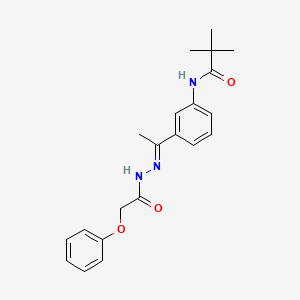 2,2-dimethyl-N-{3-[N-(phenoxyacetyl)ethanehydrazonoyl]phenyl}propanamide