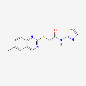 molecular formula C15H14N4OS2 B5714292 2-[(4,6-dimethyl-2-quinazolinyl)thio]-N-1,3-thiazol-2-ylacetamide 