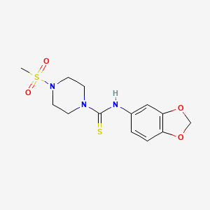 molecular formula C13H17N3O4S2 B5714430 N-1,3-benzodioxol-5-yl-4-(methylsulfonyl)-1-piperazinecarbothioamide 