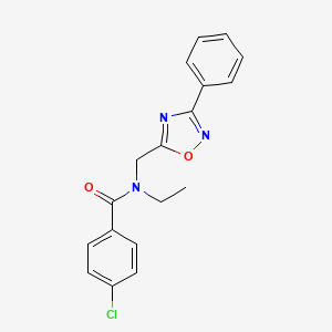 molecular formula C18H16ClN3O2 B5714451 4-chloro-N-ethyl-N-[(3-phenyl-1,2,4-oxadiazol-5-yl)methyl]benzamide 