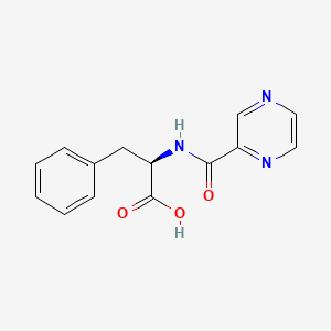 molecular formula C14H13N3O3 B571453 (R)-3-Phenyl-2-(pyrazine-2-carboxamido)propanoic acid CAS No. 1608986-16-8