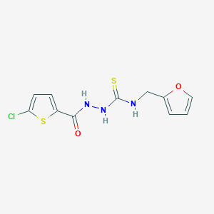 molecular formula C11H10ClN3O2S2 B5714596 2-[(5-chloro-2-thienyl)carbonyl]-N-(2-furylmethyl)hydrazinecarbothioamide 