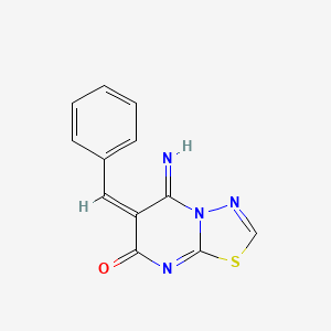 molecular formula C12H8N4OS B5714609 6-benzylidene-5-imino-5,6-dihydro-7H-[1,3,4]thiadiazolo[3,2-a]pyrimidin-7-one 