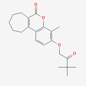 molecular formula C21H26O4 B5714772 3-(3,3-dimethyl-2-oxobutoxy)-4-methyl-8,9,10,11-tetrahydrocyclohepta[c]chromen-6(7H)-one 