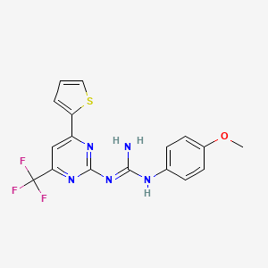 molecular formula C17H14F3N5OS B5714789 N-(4-methoxyphenyl)-N'-[4-(2-thienyl)-6-(trifluoromethyl)-2-pyrimidinyl]guanidine 