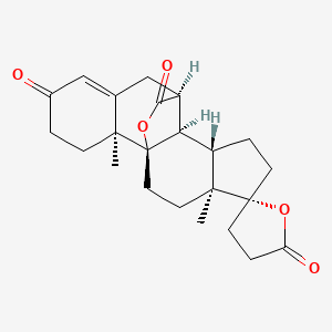 molecular formula C23H28O5 B571480 (7α,17α)- 9,17-Dihydroxy-3-oxo-pregn-4-ene-7,21-dicarboxylic Acid Di-γ-lactone CAS No. 209253-67-8