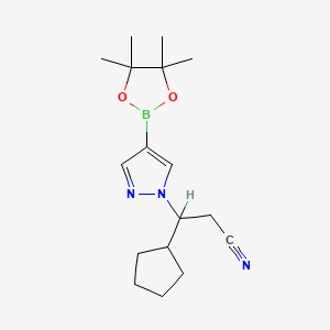 molecular formula C17H26BN3O2 B571484 3-cyclopentyl-3-[4-(4,4,5,5-tetramethyl-1,3,2-dioxaborolan-2-yl)-1H-pyrazol-1-yl]propanenitrile CAS No. 1153949-38-2