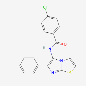 4-chloro-N-[6-(4-methylphenyl)imidazo[2,1-b][1,3]thiazol-5-yl]benzamide