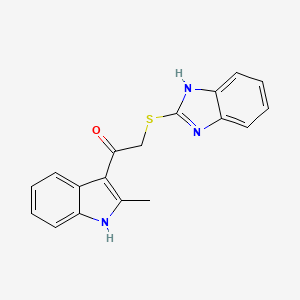molecular formula C18H15N3OS B5715168 2-(1H-benzimidazol-2-ylthio)-1-(2-methyl-1H-indol-3-yl)ethanone 