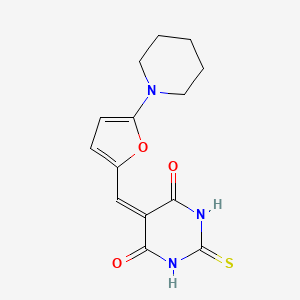 molecular formula C14H15N3O3S B5715290 5-{[5-(1-piperidinyl)-2-furyl]methylene}-2-thioxodihydro-4,6(1H,5H)-pyrimidinedione 