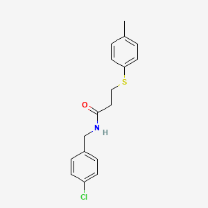 molecular formula C17H18ClNOS B5715516 N-(4-chlorobenzyl)-3-[(4-methylphenyl)thio]propanamide 
