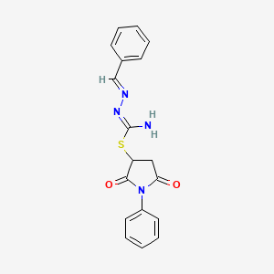 molecular formula C18H16N4O2S B5715522 2,5-dioxo-1-phenyl-3-pyrrolidinyl 2-benzylidenehydrazinecarbimidothioate 