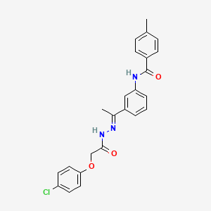 molecular formula C24H22ClN3O3 B5715542 N-(3-{N-[(4-chlorophenoxy)acetyl]ethanehydrazonoyl}phenyl)-4-methylbenzamide 