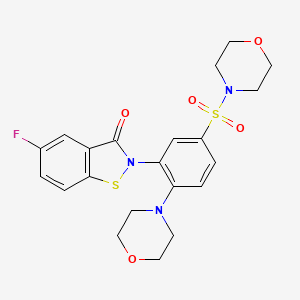 molecular formula C21H22FN3O5S2 B571563 5-fluoro-2-(2-morpholino-5-(morpholinosulfonyl)phenyl)benzo[d]isothiazol-3(2H)-one 