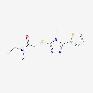 molecular formula C13H18N4OS2 B5715713 N,N-diethyl-2-{[4-methyl-5-(2-thienyl)-4H-1,2,4-triazol-3-yl]thio}acetamide 