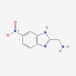 molecular formula C8H8N4O2 B571590 (5-ニトロ-1H-1,3-ベンゾジアゾール-2-イル)メタンアミン CAS No. 115103-10-1